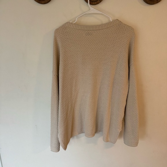 Sonoma ivory knit quarter button pullover oversized sweater size large - Picture 5 of 10